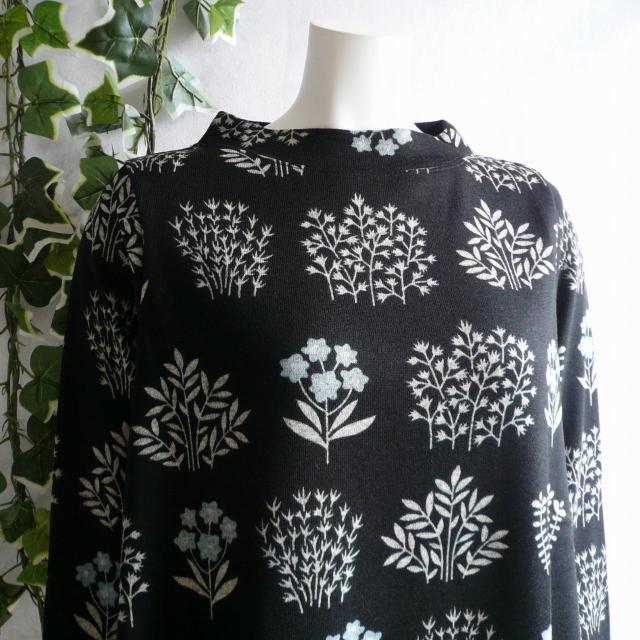 新品 9997 ML 北欧風 ボタニカル柄 裏起毛 チュニック 黒系 秋 冬 レディース ニットソー ハイネック 上品 < 女性ファッション 新品 9997 ML 北欧風 ボタニカル柄 裏起毛 チュニック 黒系 秋 冬 レディース ニットソー ハイネック 上品 < 女性ファッションの