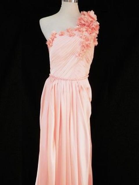 ベビーピンクワンショルフラワー発表会エレガントロングドレス < 女性ファッション ベビーピンクワンショルフラワー発表会エレガントロングドレス < 女性ファッションの
