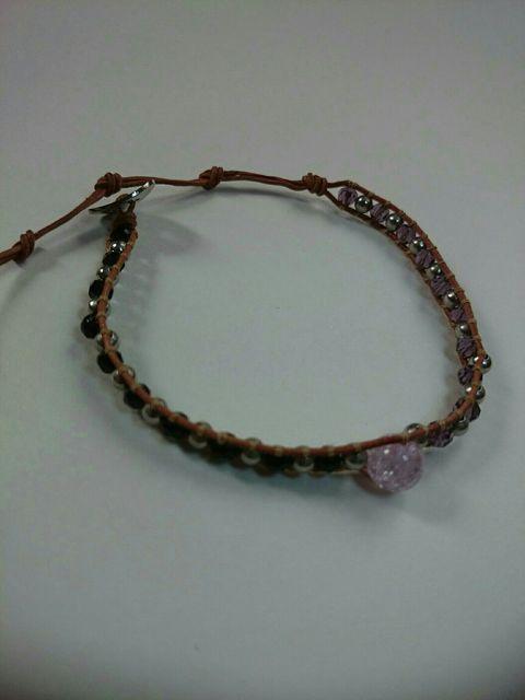 天然石クラック水晶 本革ラップブレスレット☆美品★ < 女性アクセサリー/時計  天然石クラック水晶 本革ラップブレスレット☆美品★  < 女性アクセサリー/時計の