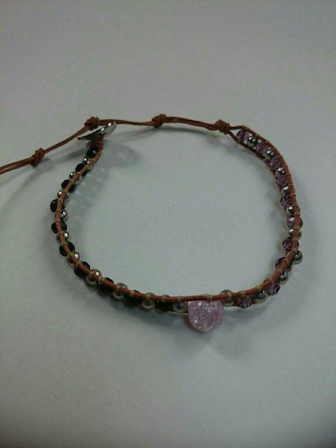 天然石クラック水晶 本革ラップブレスレット☆美品★ < 女性アクセサリー/時計  天然石クラック水晶 本革ラップブレスレット☆美品★ < 女性アクセサリー/時計の