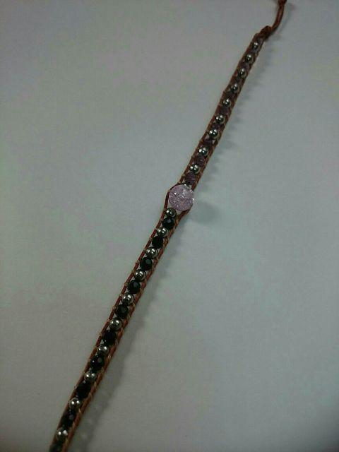天然石クラック水晶 本革ラップブレスレット☆美品★ < 女性アクセサリー/時計  天然石クラック水晶 本革ラップブレスレット☆美品★ < 女性アクセサリー/時計の