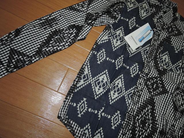 新品ソフネットSOPHNET.ネイティブ柄デニムシャツS黒青 < ブランド  新品ソフネットSOPHNET.ネイティブ柄デニムシャツS黒青 < ブランドの