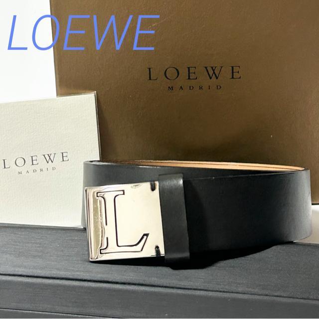 美品 LOEWE ロエベ レザー シルバー金具 ベルト ブラック < ブランド  美品 LOEWE ロエベ レザー シルバー金具 ベルト ブラック  < ブランドの