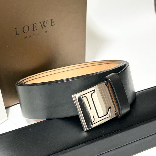 美品 LOEWE ロエベ レザー シルバー金具 ベルト ブラック < ブランド  美品 LOEWE ロエベ レザー シルバー金具 ベルト ブラック < ブランドの