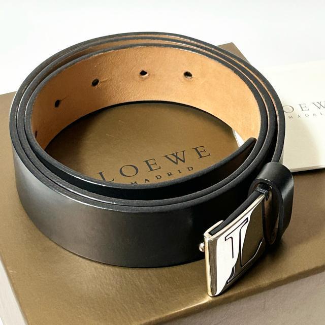 美品 LOEWE ロエベ レザー シルバー金具 ベルト ブラック < ブランド  美品 LOEWE ロエベ レザー シルバー金具 ベルト ブラック < ブランドの