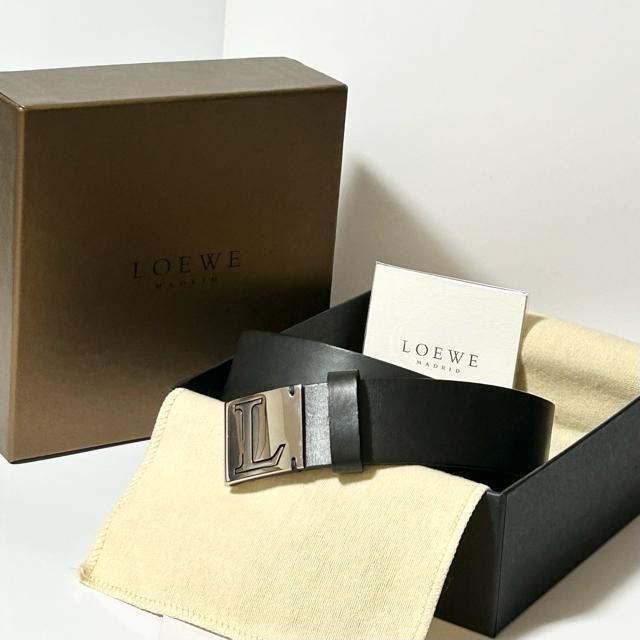 美品 LOEWE ロエベ レザー シルバー金具 ベルト ブラック < ブランド  美品 LOEWE ロエベ レザー シルバー金具 ベルト ブラック < ブランドの