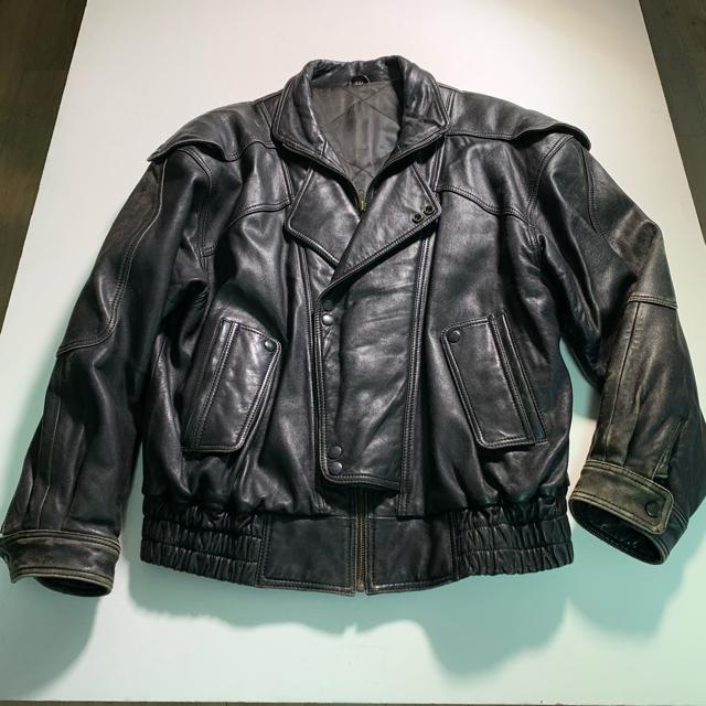 XLサイズ 本革 ダブル ライダースジャケット ブラック 黒 レザージャケット 90's 革ジャン ダブルライダースジャケット < 男性ファッション  XLサイズ 本革 ダブル ライダースジャケット ブラック 黒 レザージャケット 90's 革ジャン ダブルライダースジャケット < 男性ファッションの