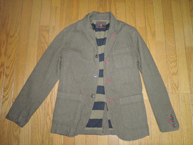 HYSTERIC GLAMOUR ヒステリックグラマー ウール混 テーラード系ジャケット S 裏地ボーダー柄 < ブランド  HYSTERIC GLAMOUR ヒステリックグラマー ウール混 テーラード系ジャケット S 裏地ボーダー柄 < ブランドの