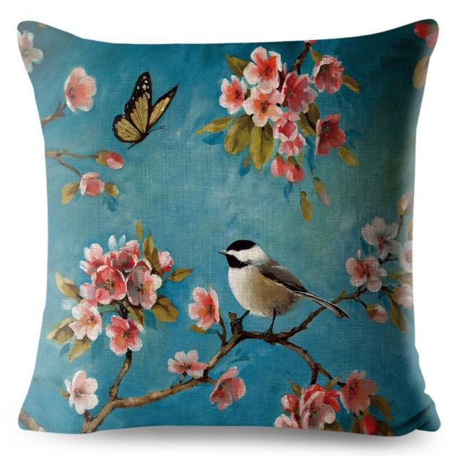 新品 花 鳥 文鳥 蝶 クッションカバー  < インテリア/ライフ  新品 花 鳥 文鳥 蝶 クッションカバー   < インテリア/ライフの