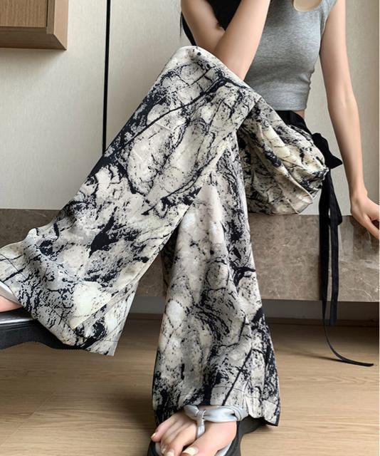 送料無料 新品 総柄ワイドパンツレディースウエストリボン < 女性ファッション  送料無料 新品 総柄ワイドパンツレディースウエストリボン < 女性ファッションの