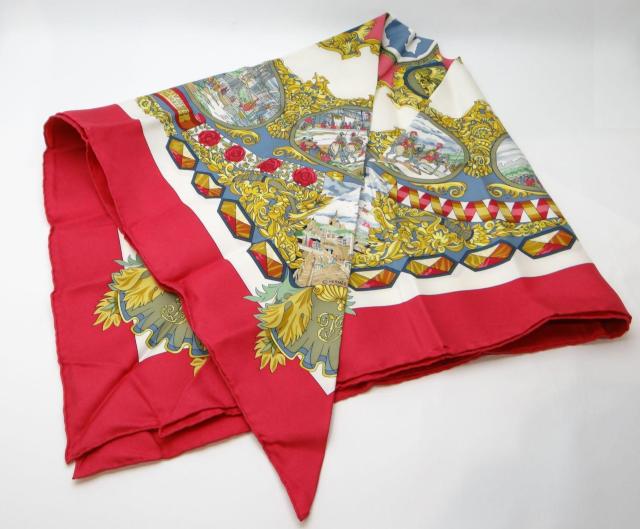 HERMES エルメス カレ90 L'ENTENTE CORDIALE 仏英同盟 スカーフ レッド系<USED訳有タグ無>送料無料 < ブランド HERMES エルメス カレ90 L'ENTENTE CORDIALE 仏英同盟 スカーフ レッド系<USED訳有タグ無>送料無料 < ブランドの