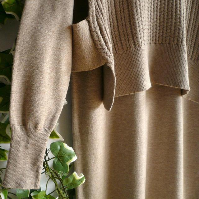 新品 9948 ML ニット セットアップ ベージュ 秋 冬 レディース ケーブル編みハイネックニットベスト ニットワンピース < 女性ファッション 新品 9948 ML ニット セットアップ ベージュ 秋 冬 レディース ケーブル編みハイネックニットベスト ニットワンピース < 女性ファッションの