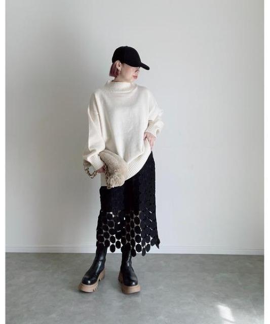 Yucca天竺ハイネックチュニックセーターオフホワイト / FREE < 女性ファッション Yucca天竺ハイネックチュニックセーターオフホワイト / FREE < 女性ファッションの