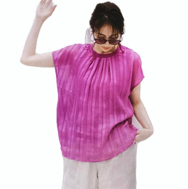 IEDIT◎インナードッキング吸汗速乾ストライプブラウス◎ピンク(L)新品 < ブランド IEDIT◎インナードッキング吸汗速乾ストライプブラウス◎ピンク(L)新品 < ブランドの