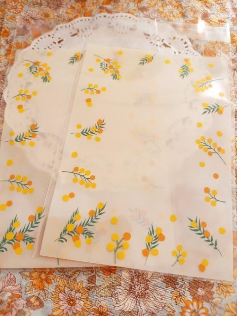 お裾分け☆ミモザ柄ラッピングバック2枚☆ < インテリア/ライフ  お裾分け☆ミモザ柄ラッピングバック2枚☆  < インテリア/ライフの