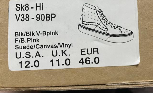 fbhXgbN@90N@VANS  Sk8-Hi V38-90BP Blk/Blk V-Bpink F/B.Pink  A  uh 