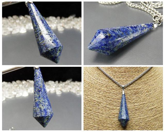 訳有処分一点物ラピスラズリしずくカット天然石ステンレスネックレス < 女性アクセサリー/時計 訳有処分一点物ラピスラズリしずくカット天然石ステンレスネックレス < 女性アクセサリー/時計の