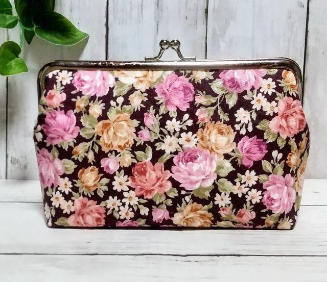 薔薇 ローズ 小花 角型がま口 通帳ケース 小物入れ 多目的ポーチ < 女性ファッション  薔薇 ローズ 小花 角型がま口 通帳ケース 小物入れ 多目的ポーチ  < 女性ファッションの