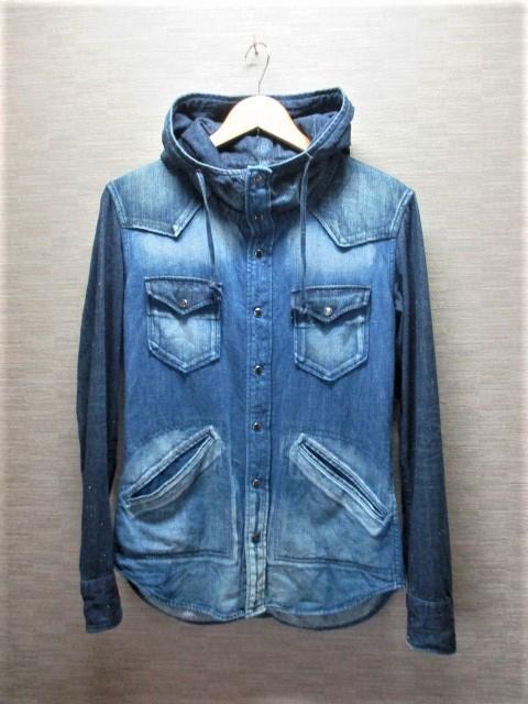 ☆アメリカンラグシー FADELESS ヴィンテージ加工 フード付き デニムシャツ/メンズ/36 < ブランド  ☆アメリカンラグシー FADELESS ヴィンテージ加工 フード付き デニムシャツ/メンズ/36  < ブランドの
