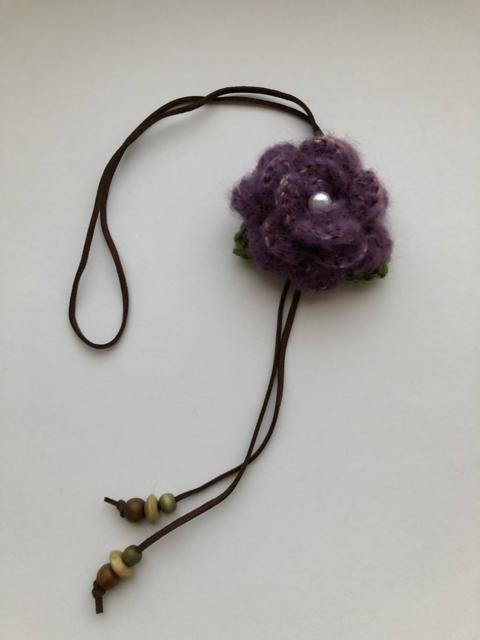 ハンドメイド ネックレス 薔薇 モヘア パープル アナスイ好き 紫 < 女性ファッション  ハンドメイド ネックレス 薔薇 モヘア パープル アナスイ好き 紫 < 女性ファッションの
