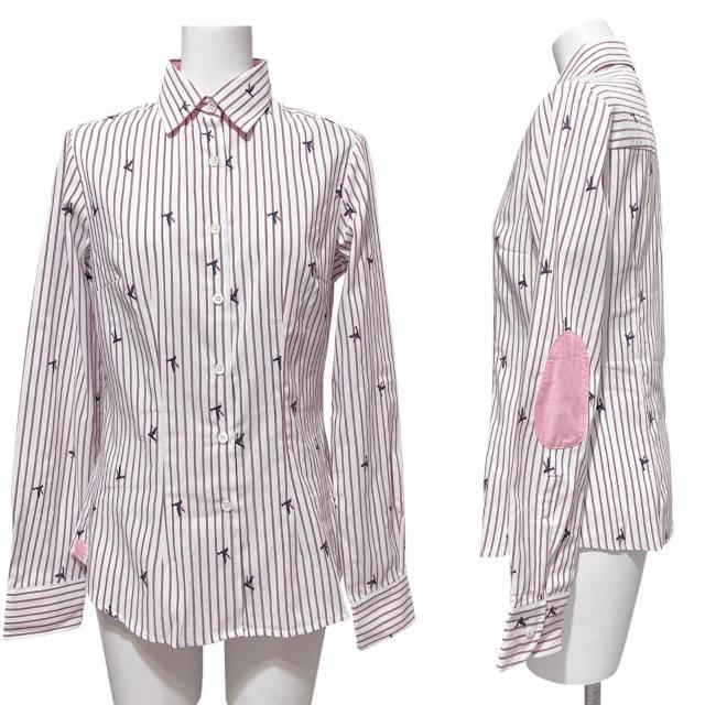 新品 Gaia Boldettiイタリア製ストライプシャツブラウス 白# < 女性ファッション 新品 Gaia Boldettiイタリア製ストライプシャツブラウス 白# < 女性ファッションの