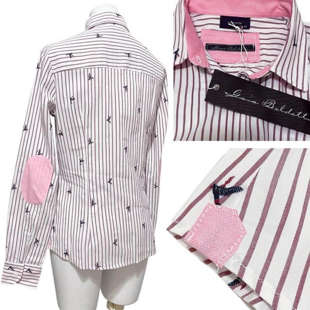 新品 Gaia Boldettiイタリア製ストライプシャツブラウス 白# < 女性ファッション 新品 Gaia Boldettiイタリア製ストライプシャツブラウス 白# < 女性ファッションの