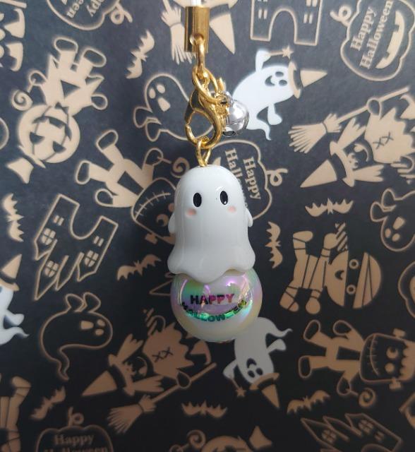 ハンドメイド♪おばけビーズストラップ〜玉乗り〜ホワイト < ペット/手芸/園芸  ハンドメイド♪おばけビーズストラップ〜玉乗り〜ホワイト  < ペット/手芸/園芸の