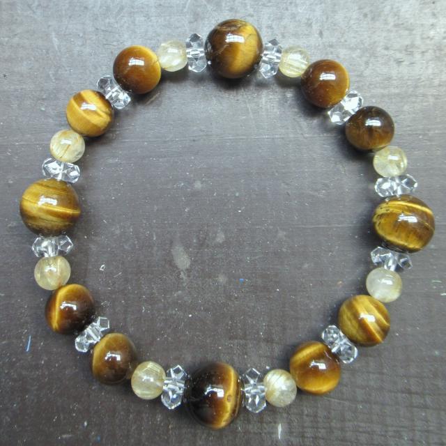 タイガーアイxルチルクォーツブレスレット 天然石 < 女性アクセサリー/時計 タイガーアイxルチルクォーツブレスレット 天然石 < 女性アクセサリー/時計の