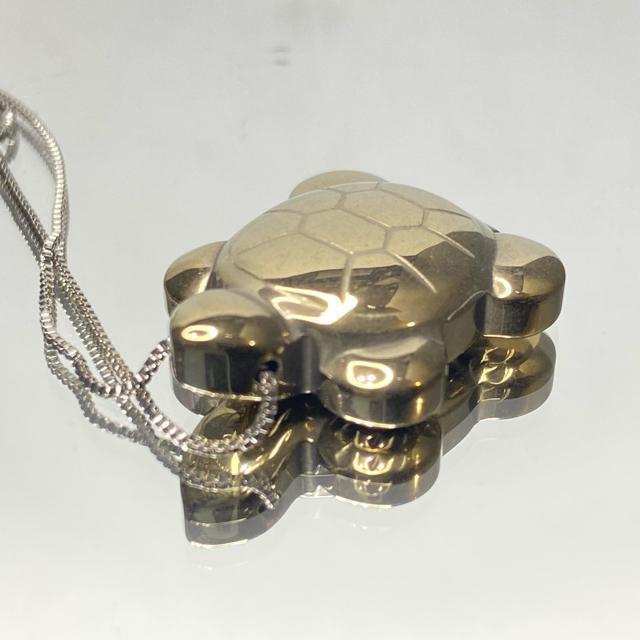 《No.T270》天然石パイライト 高品質 亀 ペンダントトップ ピンチェーン付き < 女性アクセサリー/時計  《No.T270》天然石パイライト 高品質 亀 ペンダントトップ ピンチェーン付き < 女性アクセサリー/時計の