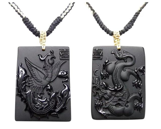 天然石オブシディアン龍鳳彫り木綿ネックレス2点セット双喜結婚祝い夫婦縁 < 女性アクセサリー/時計 天然石オブシディアン龍鳳彫り木綿ネックレス2点セット双喜結婚祝い夫婦縁 < 女性アクセサリー/時計の