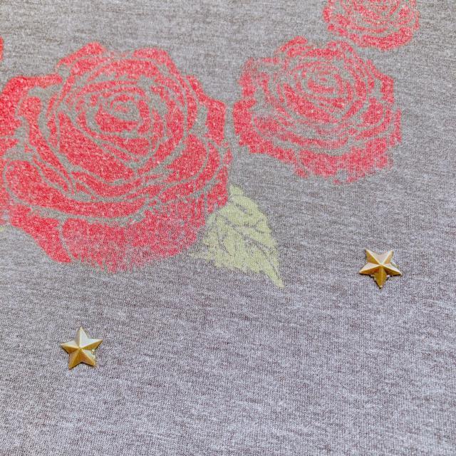 薔薇プリント 星スタッツ 半袖 Tシャツ カットソー ロック ゴシック XL N2m < 女性ファッション  薔薇プリント 星スタッツ 半袖 Tシャツ カットソー ロック ゴシック XL N2m < 女性ファッションの