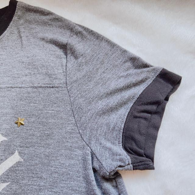 薔薇プリント 星スタッツ 半袖 Tシャツ カットソー ロック ゴシック XL N2m < 女性ファッション  薔薇プリント 星スタッツ 半袖 Tシャツ カットソー ロック ゴシック XL N2m < 女性ファッションの