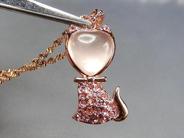 ローズゴールド系ローズクォーツきつねネックレス天然石恋愛運K1-2-506 < 女性アクセサリー/時計  ローズゴールド系ローズクォーツきつねネックレス天然石恋愛運K1-2-506 < 女性アクセサリー/時計の