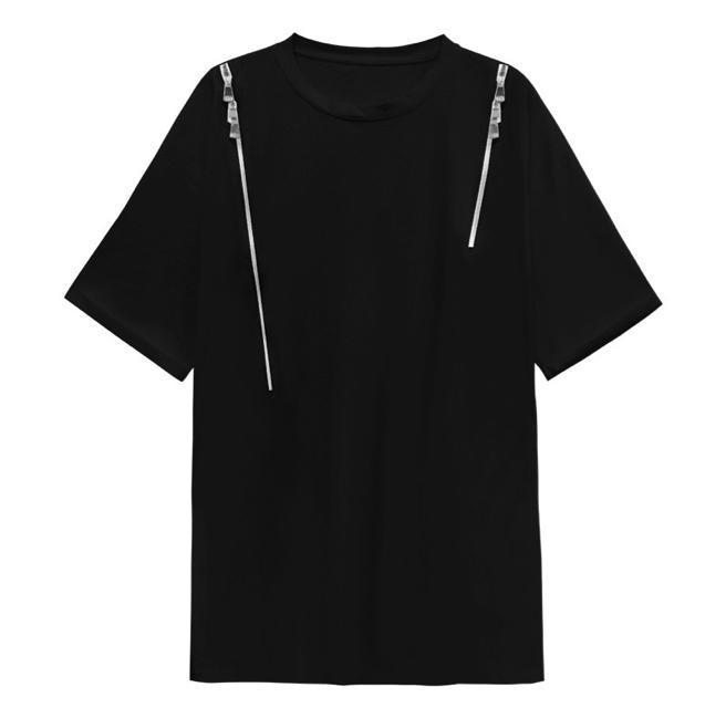 肩ファスナー チュニック  ロングtシャツ  ゆったり ダブルファスナー 大きいサイズ < 女性ファッション  肩ファスナー チュニック  ロングtシャツ  ゆったり ダブルファスナー 大きいサイズ < 女性ファッションの
