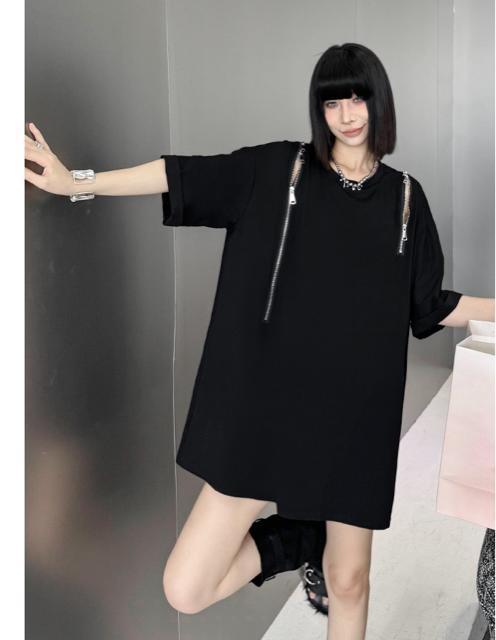 肩ファスナー チュニック  ロングtシャツ  ゆったり ダブルファスナー 大きいサイズ < 女性ファッション  肩ファスナー チュニック  ロングtシャツ  ゆったり ダブルファスナー 大きいサイズ < 女性ファッションの