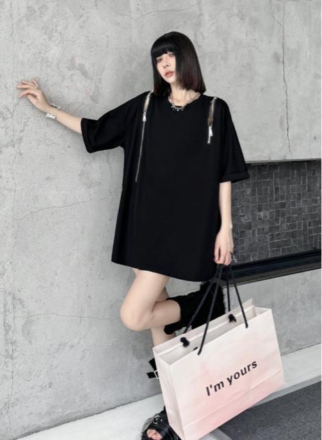 肩ファスナー チュニック  ロングtシャツ  ゆったり ダブルファスナー 大きいサイズ < 女性ファッション  肩ファスナー チュニック  ロングtシャツ  ゆったり ダブルファスナー 大きいサイズ < 女性ファッションの