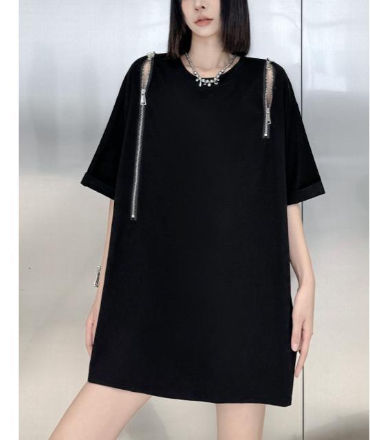 肩ファスナー チュニック  ロングtシャツ  ゆったり ダブルファスナー 大きいサイズ < 女性ファッション  肩ファスナー チュニック  ロングtシャツ  ゆったり ダブルファスナー 大きいサイズ < 女性ファッションの