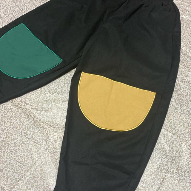 サルエルパンツ ワイドパンツ ワッペン付き ブラック 大きいサイズ < 女性ファッション サルエルパンツ ワイドパンツ ワッペン付き ブラック 大きいサイズ < 女性ファッションの