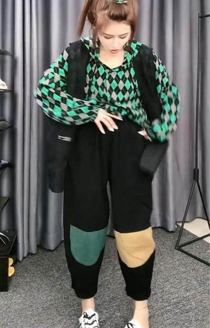 サルエルパンツ ワイドパンツ ワッペン付き ブラック 大きいサイズ < 女性ファッション サルエルパンツ ワイドパンツ ワッペン付き ブラック 大きいサイズ < 女性ファッションの