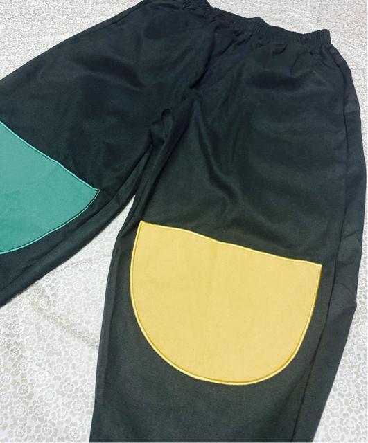 サルエルパンツ ワイドパンツ ワッペン付き ブラック 大きいサイズ < 女性ファッション サルエルパンツ ワイドパンツ ワッペン付き ブラック 大きいサイズ < 女性ファッションの