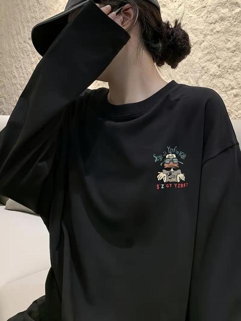 爆ヤス価格1590円★BIENDOO レディース カジュアル 長袖 Tシャツ ハッピーダックプリント コットンニット 日本サイズL < 女性ファッション  爆ヤス価格1590円★BIENDOO レディース カジュアル 長袖 Tシャツ ハッピーダックプリント コットンニット 日本サイズL < 女性ファッションの