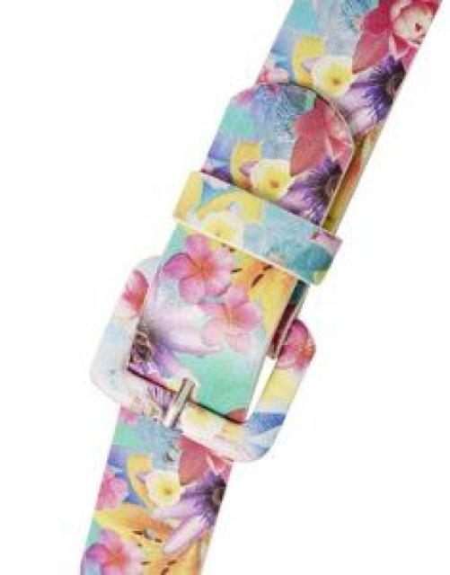 花柄ピンク黄色ブルー短めビニールベルト5〜7号の方!Sサイズ < 女性ファッション  花柄ピンク黄色ブルー短めビニールベルト5〜7号の方!Sサイズ < 女性ファッションの