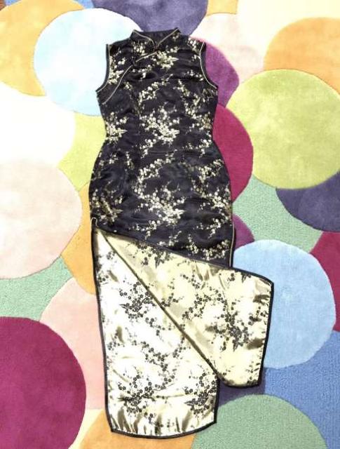 ハロウィン〓コスプレ〓黒gold箔スリットチャイナドレス(M〜L)美品 < 女性ファッション ハロウィン〓コスプレ〓黒gold箔スリットチャイナドレス(M〜L)美品 < 女性ファッションの