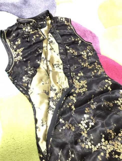 ハロウィン〓コスプレ〓黒gold箔スリットチャイナドレス(M〜L)美品 < 女性ファッション ハロウィン〓コスプレ〓黒gold箔スリットチャイナドレス(M〜L)美品 < 女性ファッションの