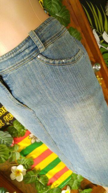 大きいサイズ★キラストーン付&深スリット入★デニムスカート < 女性ファッション  大きいサイズ★キラストーン付&深スリット入★デニムスカート < 女性ファッションの