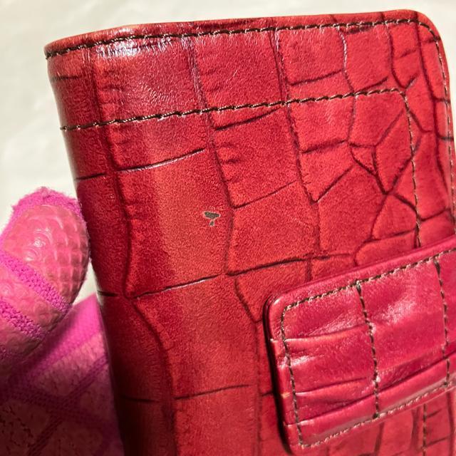 【Dakota / ダコタ】 クロコ型押し レザー / 手帳型 カードケース 赤 < ブランド 【Dakota / ダコタ】 クロコ型押し レザー / 手帳型 カードケース 赤 < ブランドの