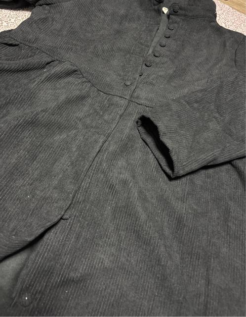 コーデュロイ ロング丈 前開き 裏起毛 コート アウター ブラック 大きいサイズ < 女性ファッション コーデュロイ ロング丈 前開き 裏起毛 コート アウター ブラック 大きいサイズ < 女性ファッションの