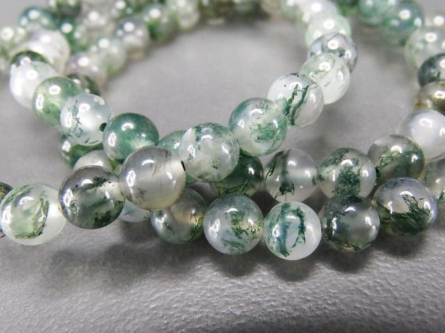 色合い良好モスアゲート水草瑪瑙約6mm強天然石ブレスレット数珠 < 女性アクセサリー/時計 色合い良好モスアゲート水草瑪瑙約6mm強天然石ブレスレット数珠 < 女性アクセサリー/時計の