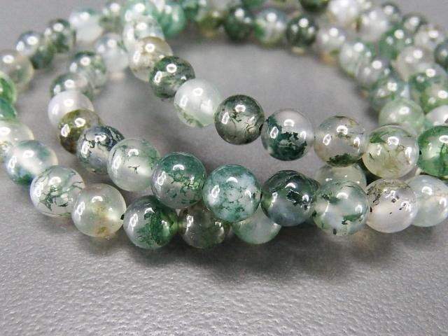 色合い良好モスアゲート水草瑪瑙約6mm強天然石ブレスレット数珠 < 女性アクセサリー/時計 色合い良好モスアゲート水草瑪瑙約6mm強天然石ブレスレット数珠 < 女性アクセサリー/時計の