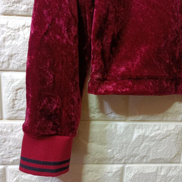 USED★クラッシュベロアのショート丈カットソー/ボルドー < 女性ファッション  USED★クラッシュベロアのショート丈カットソー/ボルドー < 女性ファッションの